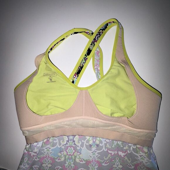 Athleta Print Tankini Swim Top Size Large Tall Racer Back Cross Straps Wirefree - Picture 6 of 8